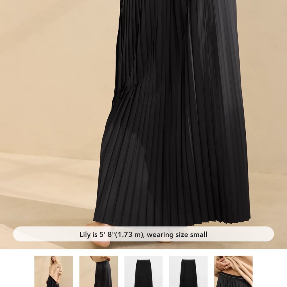 Black Maxi Pleated Skirt for Work